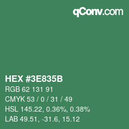 Color code: HEX #3E835B | qconv.com