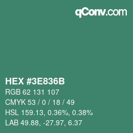 Color code: HEX #3E836B | qconv.com