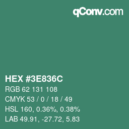 Color code: HEX #3E836C | qconv.com