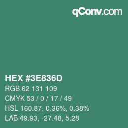 Color code: HEX #3E836D | qconv.com