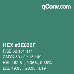 Color code: HEX #3E836F | qconv.com