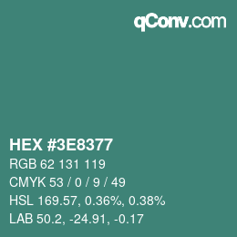 Color code: HEX #3E8377 | qconv.com