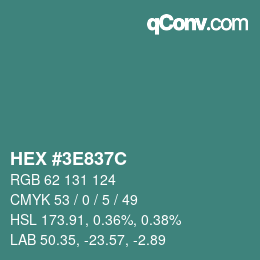 Color code: HEX #3E837C | qconv.com
