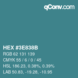 Color code: HEX #3E838B | qconv.com