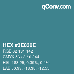 Color code: HEX #3E838E | qconv.com
