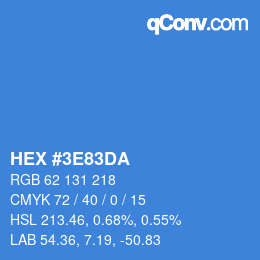 Color code: HEX #3E83DA | qconv.com