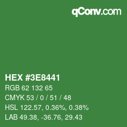 Color code: HEX #3E8441 | qconv.com