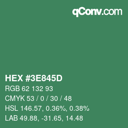 Color code: HEX #3E845D | qconv.com