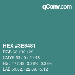 Color code: HEX #3E8481 | qconv.com
