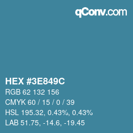 Color code: HEX #3E849C | qconv.com