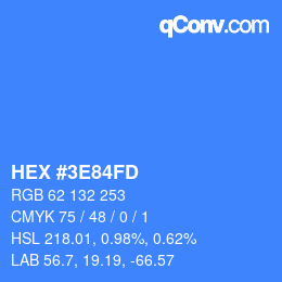 Color code: HEX #3E84FD | qconv.com