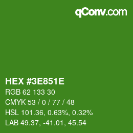 Color code: HEX #3E851E | qconv.com