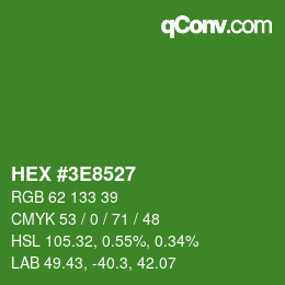 Color code: HEX #3E8527 | qconv.com