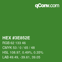 Color code: HEX #3E852E | qconv.com