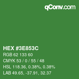 Color code: HEX #3E853C | qconv.com
