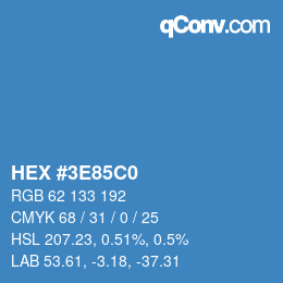 Farbcode: HEX #3E85C0 | qconv.com