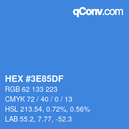 Color code: HEX #3E85DF | qconv.com