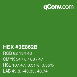 Color code: HEX #3E862B | qconv.com