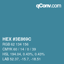 Color code: HEX #3E869C | qconv.com
