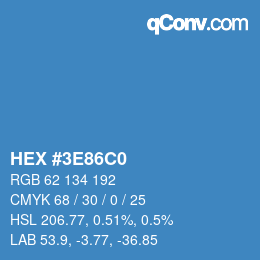 カラーコード: HEX #3E86C0 | qconv.com
