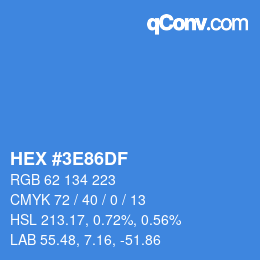 Color code: HEX #3E86DF | qconv.com