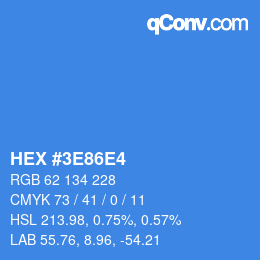 Color code: HEX #3E86E4 | qconv.com