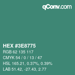 Color code: HEX #3E8775 | qconv.com