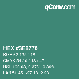 Color code: HEX #3E8776 | qconv.com