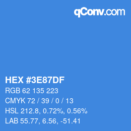 Color code: HEX #3E87DF | qconv.com