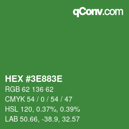 Color code: HEX #3E883E | qconv.com