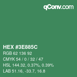 Color code: HEX #3E885C | qconv.com