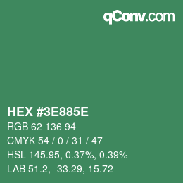 Color code: HEX #3E885E | qconv.com
