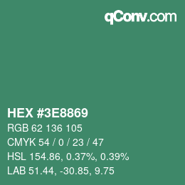 Color code: HEX #3E8869 | qconv.com