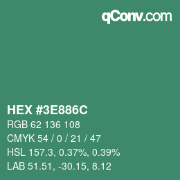 Color code: HEX #3E886C | qconv.com