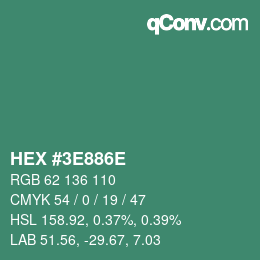 Color code: HEX #3E886E | qconv.com