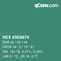 Color code: HEX #3E8874 | qconv.com