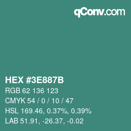 Color code: HEX #3E887B | qconv.com