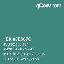 Color code: HEX #3E887C | qconv.com