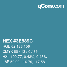 Color code: HEX #3E889C | qconv.com