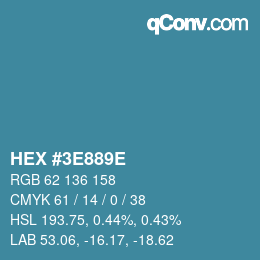 Color code: HEX #3E889E | qconv.com