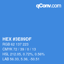 Color code: HEX #3E89DF | qconv.com