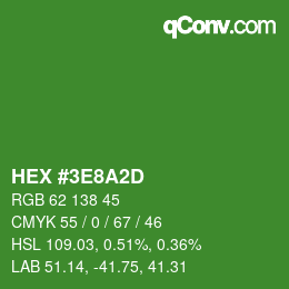 カラーコード: HEX #3E8A2D | qconv.com