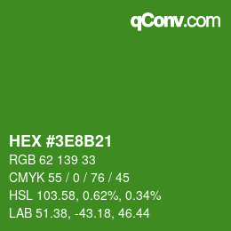 Color code: HEX #3E8B21 | qconv.com