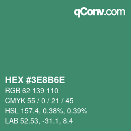 Color code: HEX #3E8B6E | qconv.com