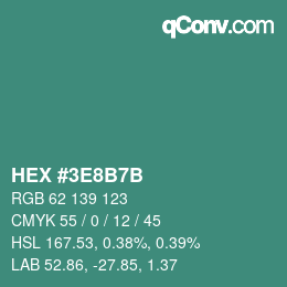 Color code: HEX #3E8B7B | qconv.com