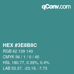 Color code: HEX #3E8B8C | qconv.com