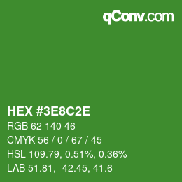 颜色代码: HEX #3E8C2E | qconv.com
