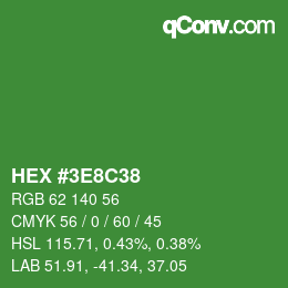 Color code: HEX #3E8C38 | qconv.com