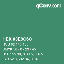 Color code: HEX #3E8C6C | qconv.com