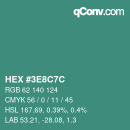 Color code: HEX #3E8C7C | qconv.com